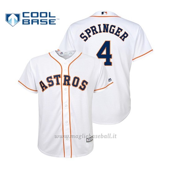 Maglia Baseball Bambino Houston Astros George Springer Cool Base Official 1ªBianco
